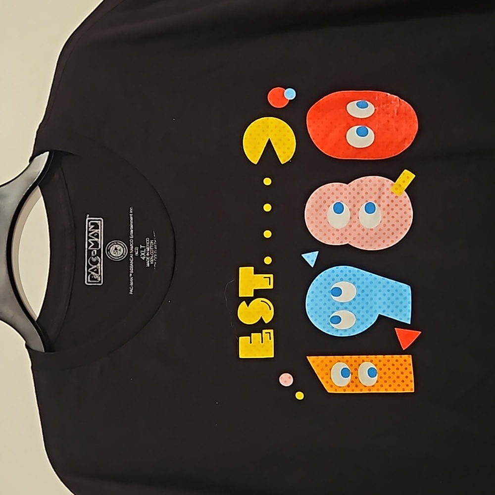 PACMAN 'est...1980' black short sleeve graphic tee size 4XLT unisex gamer arcade - Picture 4 of 4